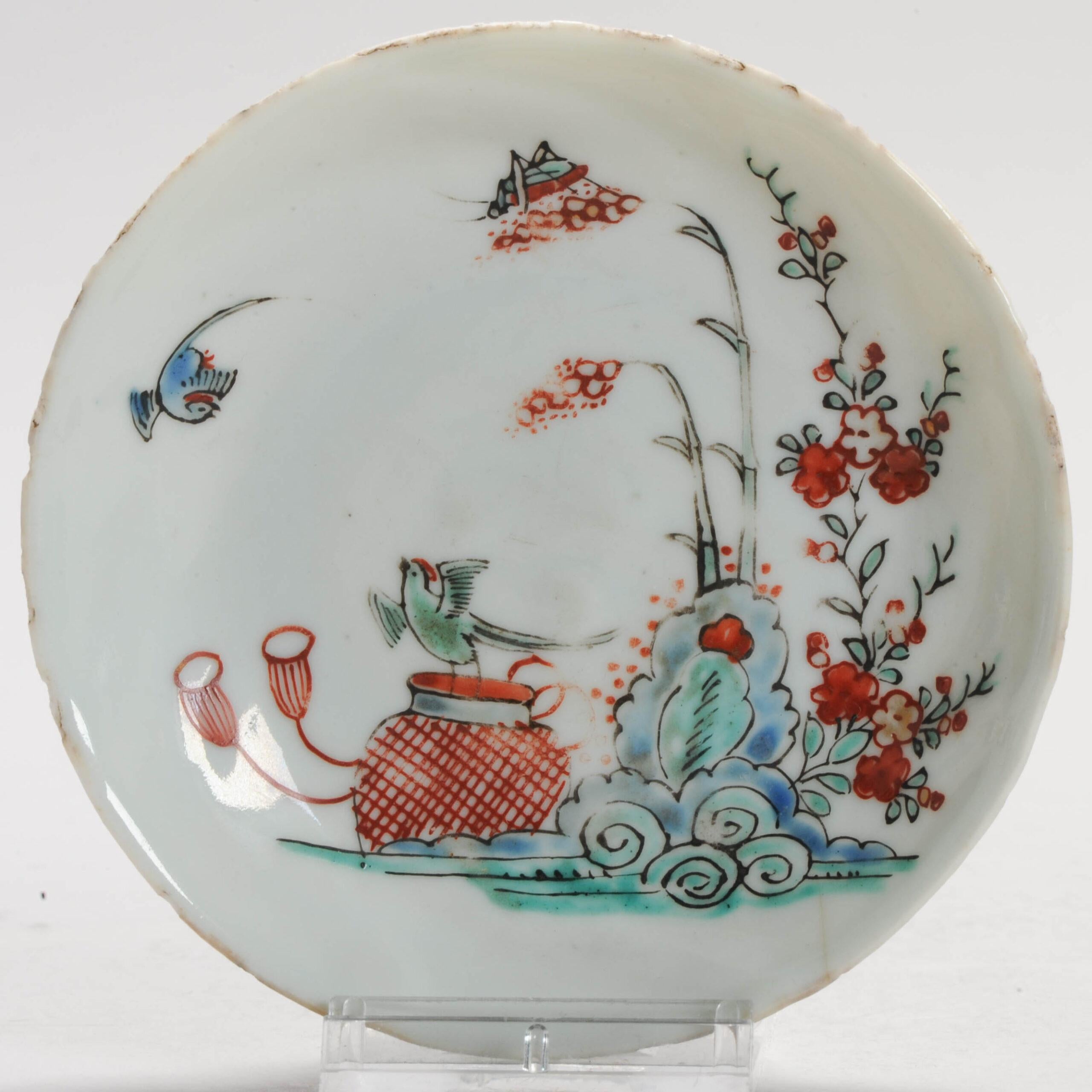 Antique 18C Chinese Porcelain Kakiemon Dish Amsterdam Bont Qing Nightingale For Sale 8