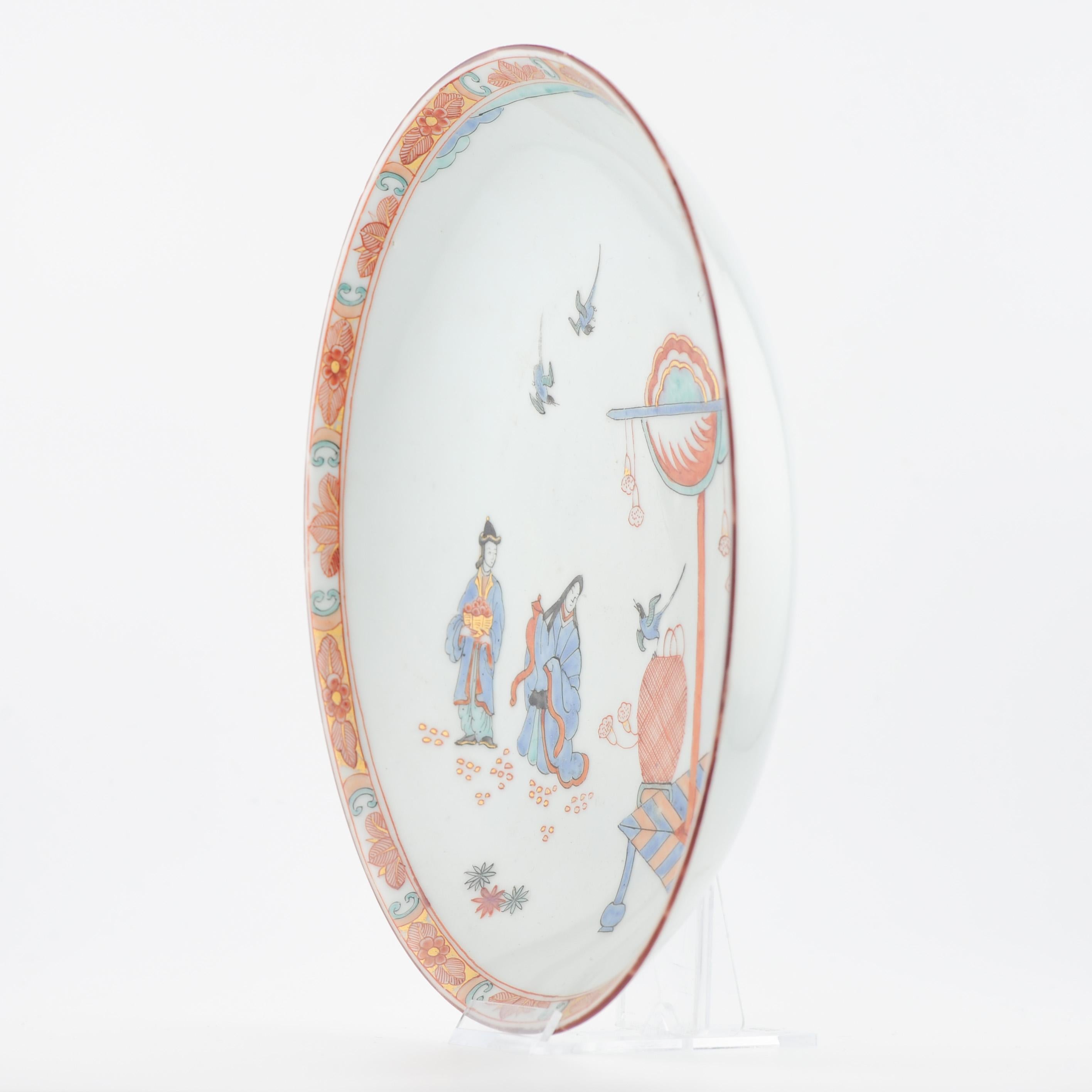 Antique 18C Chinese Porcelain Kakiemon Dish Amsterdam Bont Qing Nightingale For Sale 8
