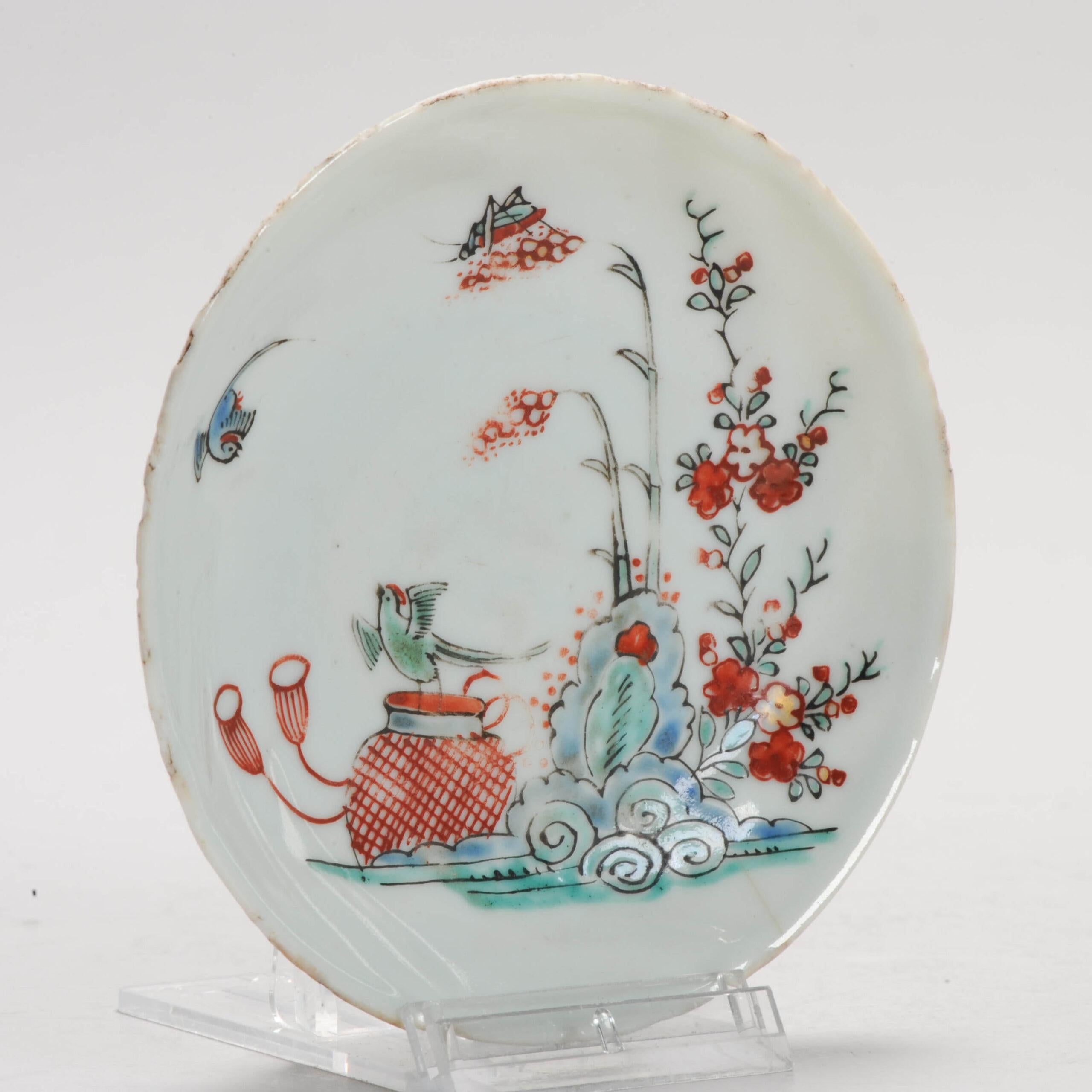 Antique 18C Chinese Porcelain Kakiemon Dish Amsterdam Bont Qing Nightingale For Sale 10