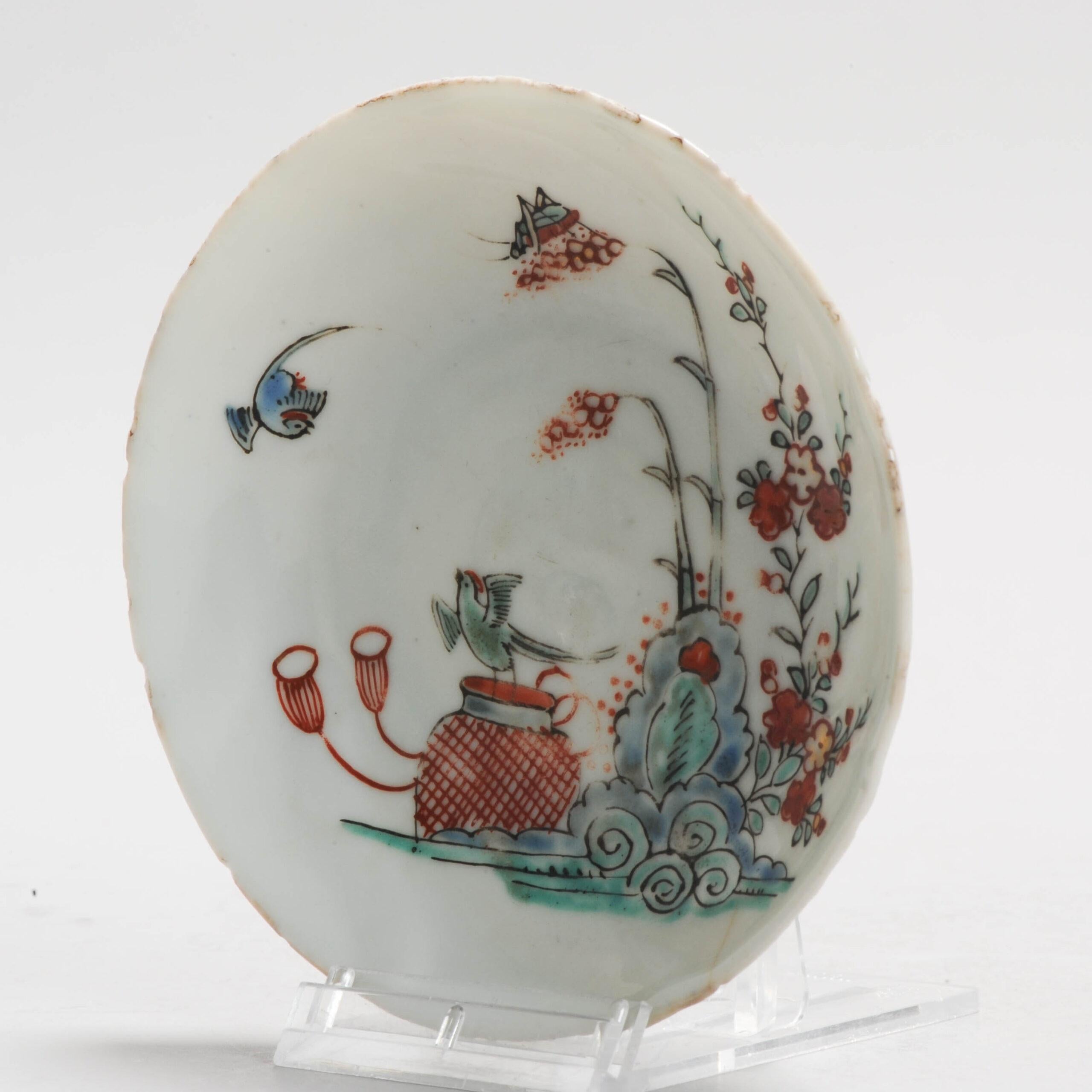 Antique 18C Chinese Porcelain Kakiemon Dish Amsterdam Bont Qing Nightingale For Sale 13
