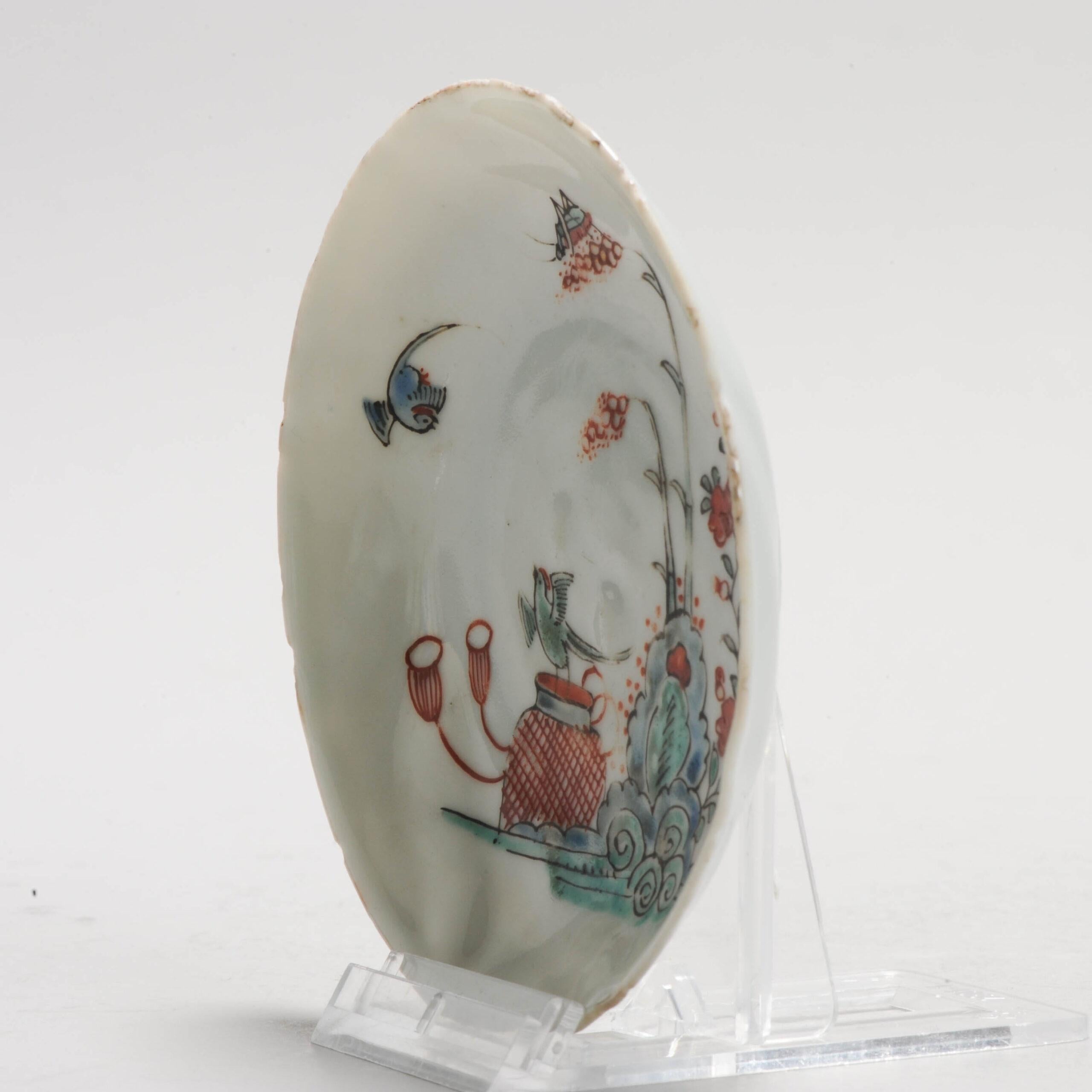 Antique 18C Chinese Porcelain Kakiemon Dish Amsterdam Bont Qing Nightingale For Sale 1