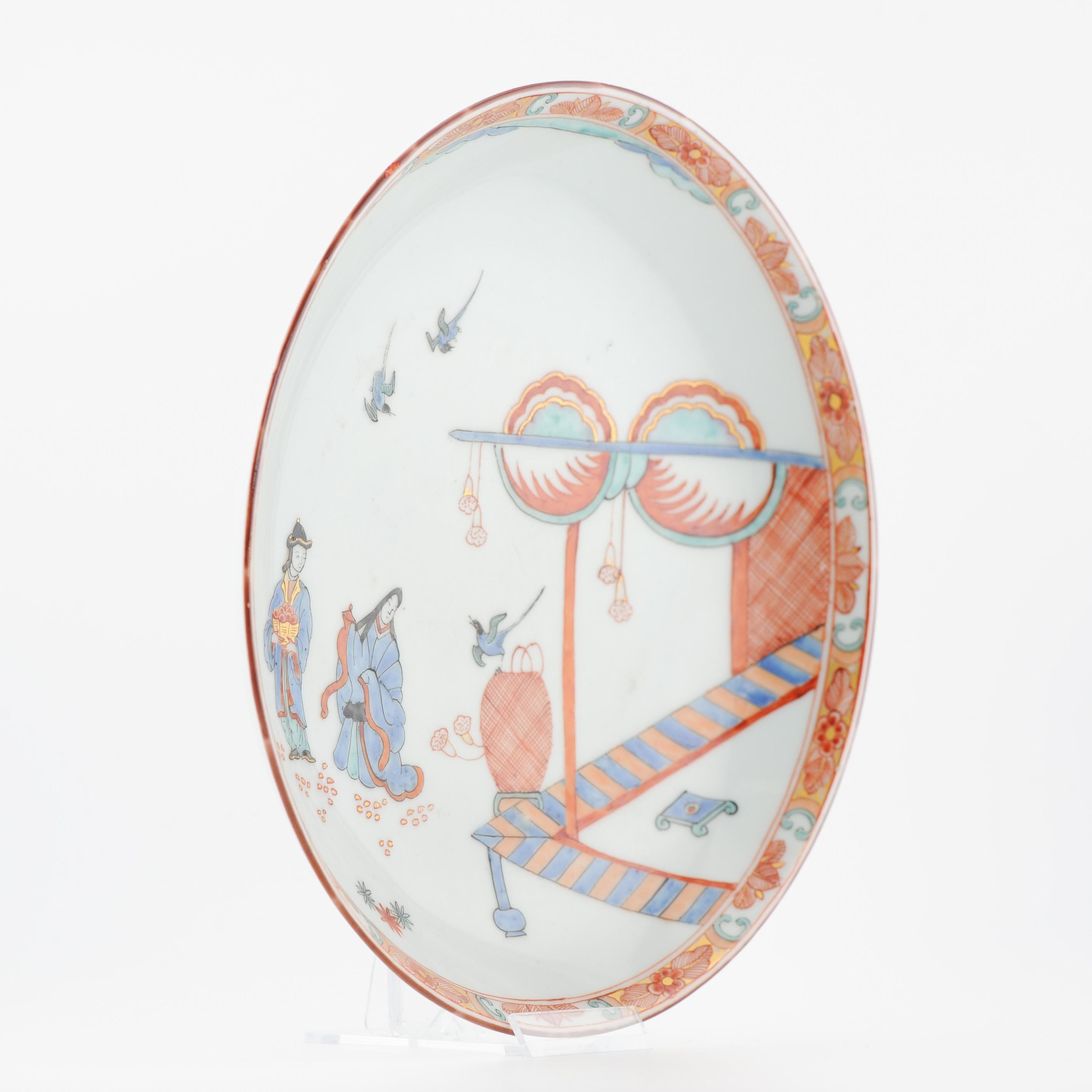 Antique 18C Chinese Porcelain Kakiemon Dish Amsterdam Bont Qing Nightingale For Sale 2