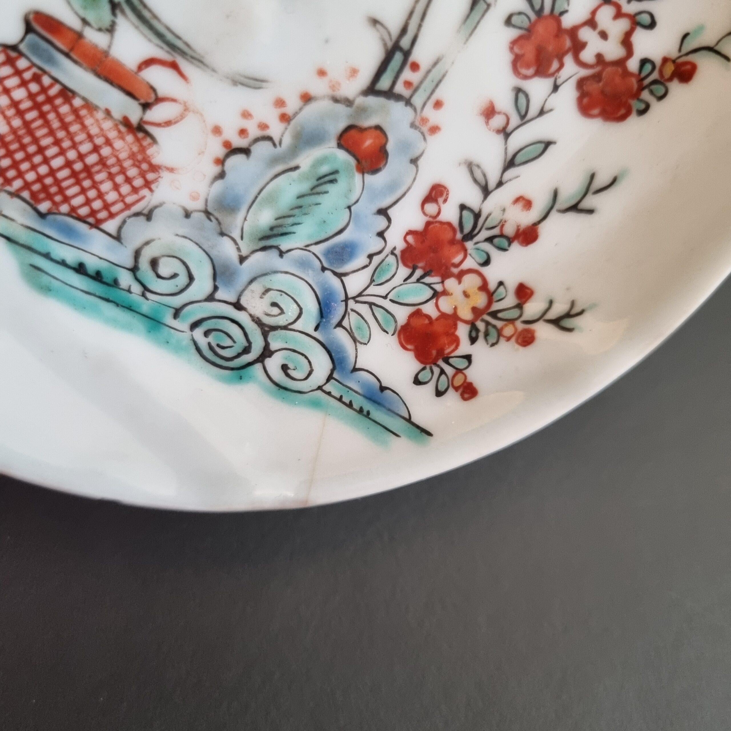 Antique 18C Chinese Porcelain Kakiemon Dish Amsterdam Bont Qing Nightingale For Sale 6