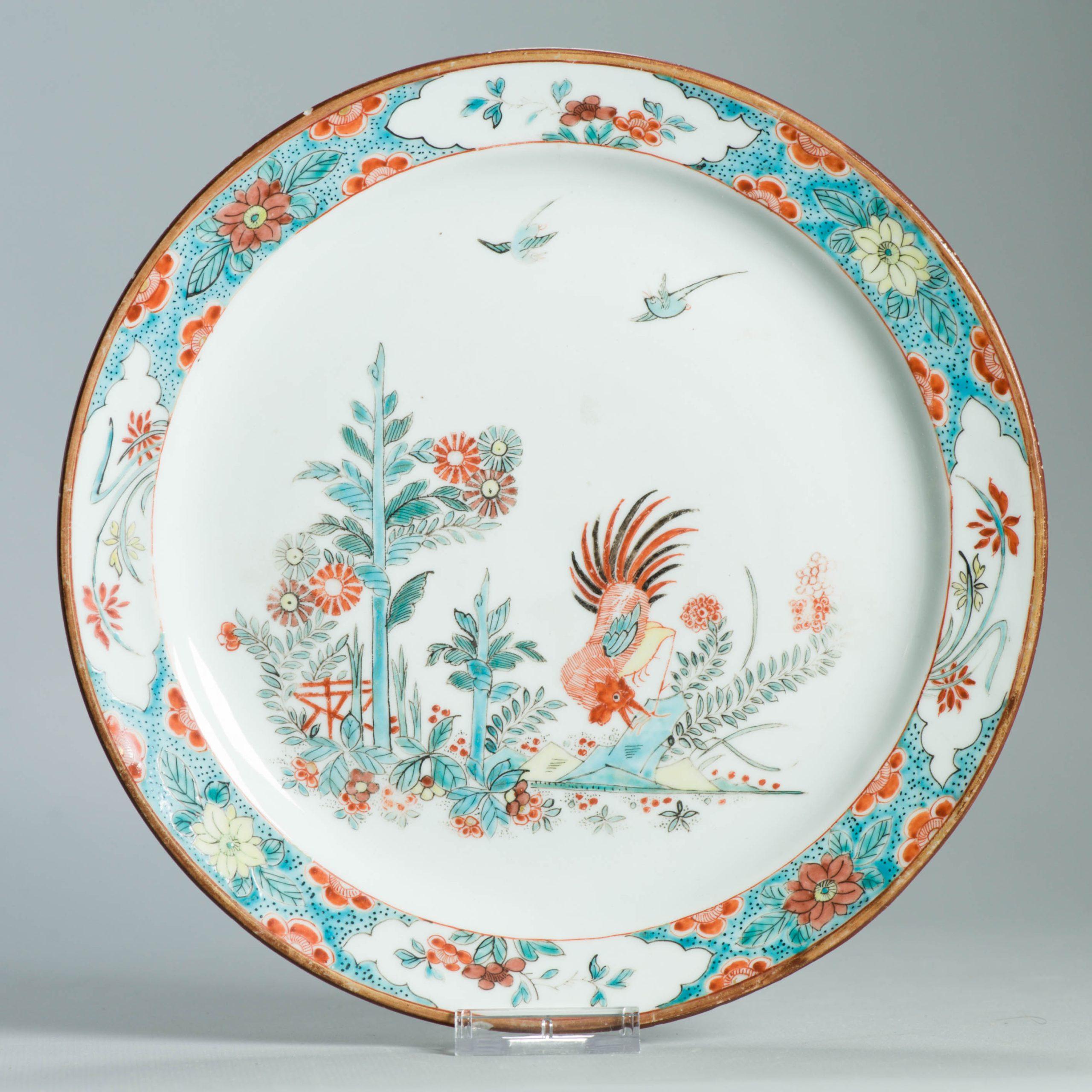 Antike 18C Chinesisch Porzellan Kakiemon Dish Amsterdam Bont Qing Hahn im Angebot 8