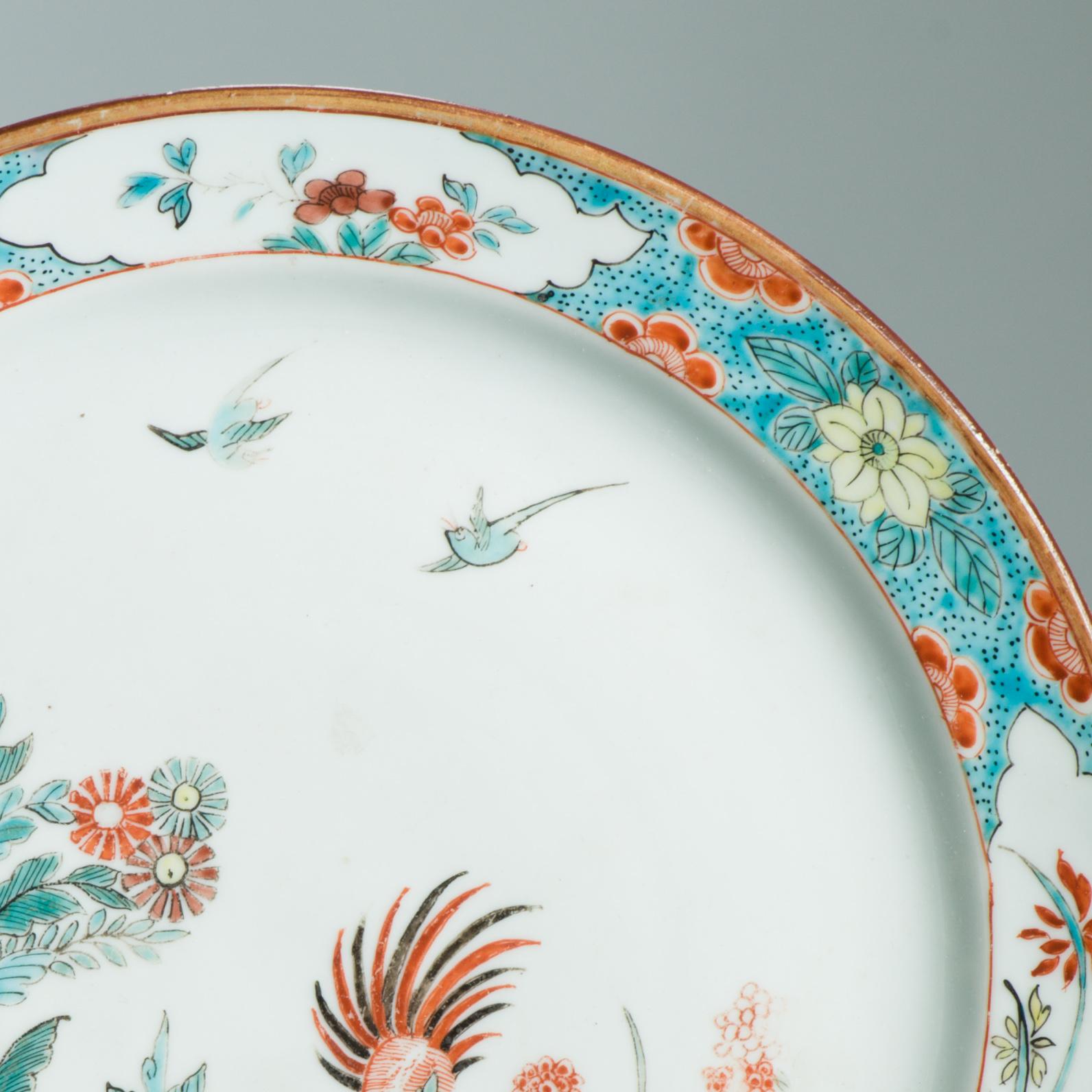 Antike 18C Chinesisch Porzellan Kakiemon Dish Amsterdam Bont Qing Hahn (18. Jahrhundert und früher) im Angebot