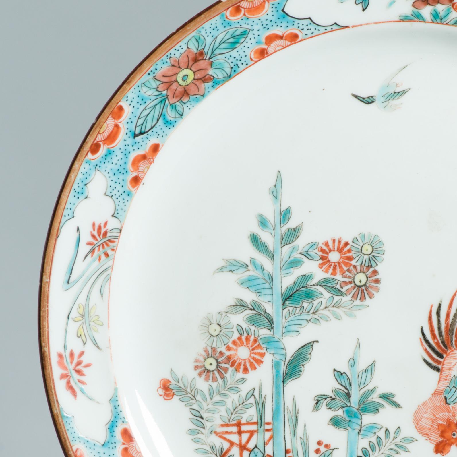 Antike 18C Chinesisch Porzellan Kakiemon Dish Amsterdam Bont Qing Hahn im Angebot 1