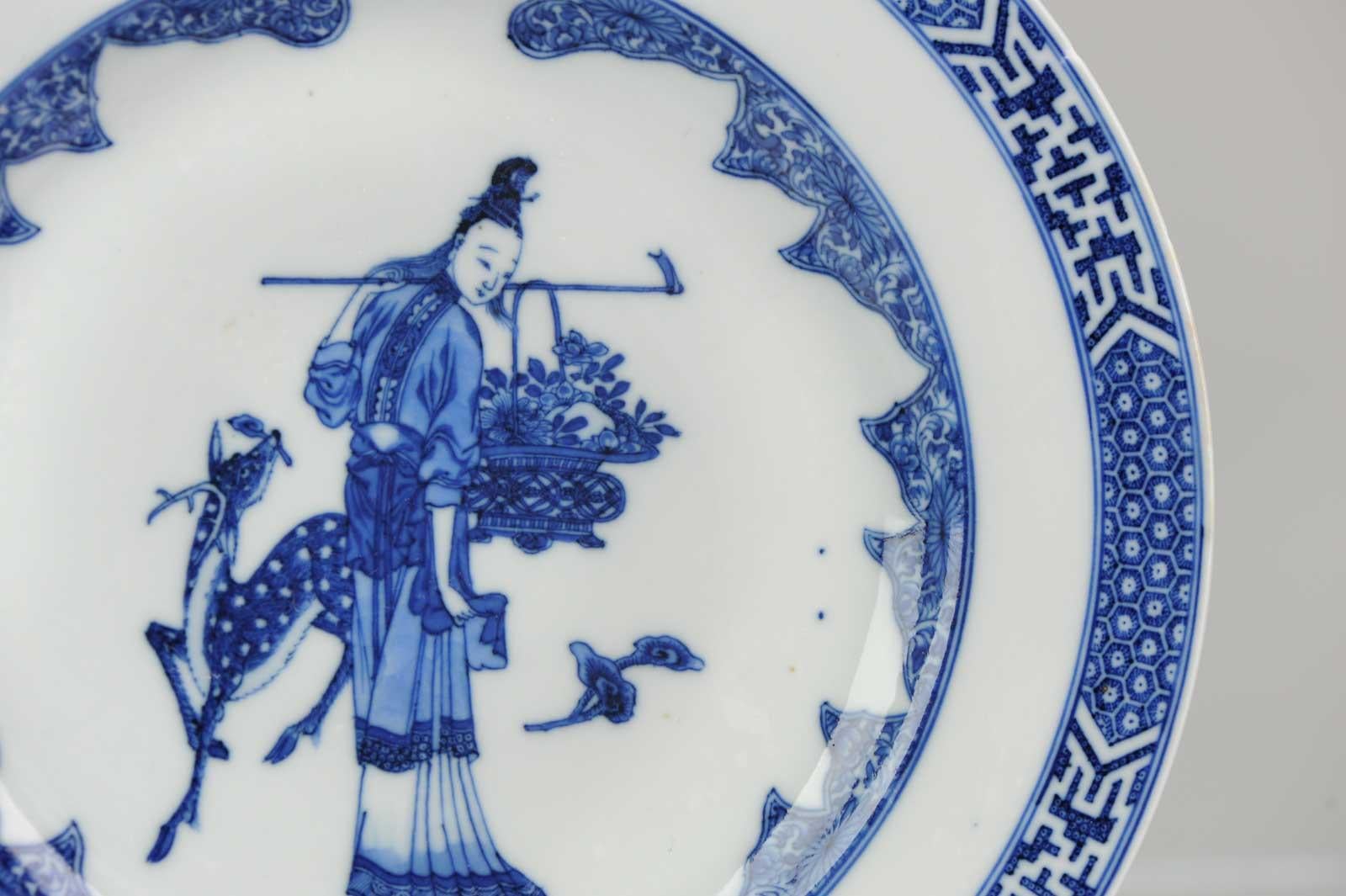 Antique Chinese Porcelain Plate Qianlong Imperial Quality Ma Gu Xian Shou In Good Condition In Amsterdam, Noord Holland
