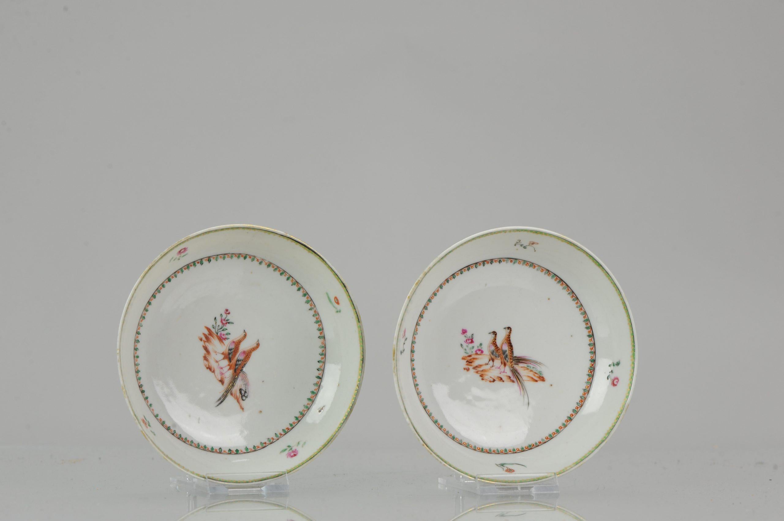 Lovely Qianlong dish set with a Meissen style decoration of two pheasants in a landscape scene.

1 dish has an overglaze red inscription at the back.


Condition
Both with multiple hairlines. Size 127x29mm DxH.

Period
18th century Qing