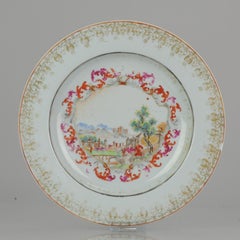 Antique 18 C Famille Rose Tea Dish with Peter the Great Meissen Style Qianlong