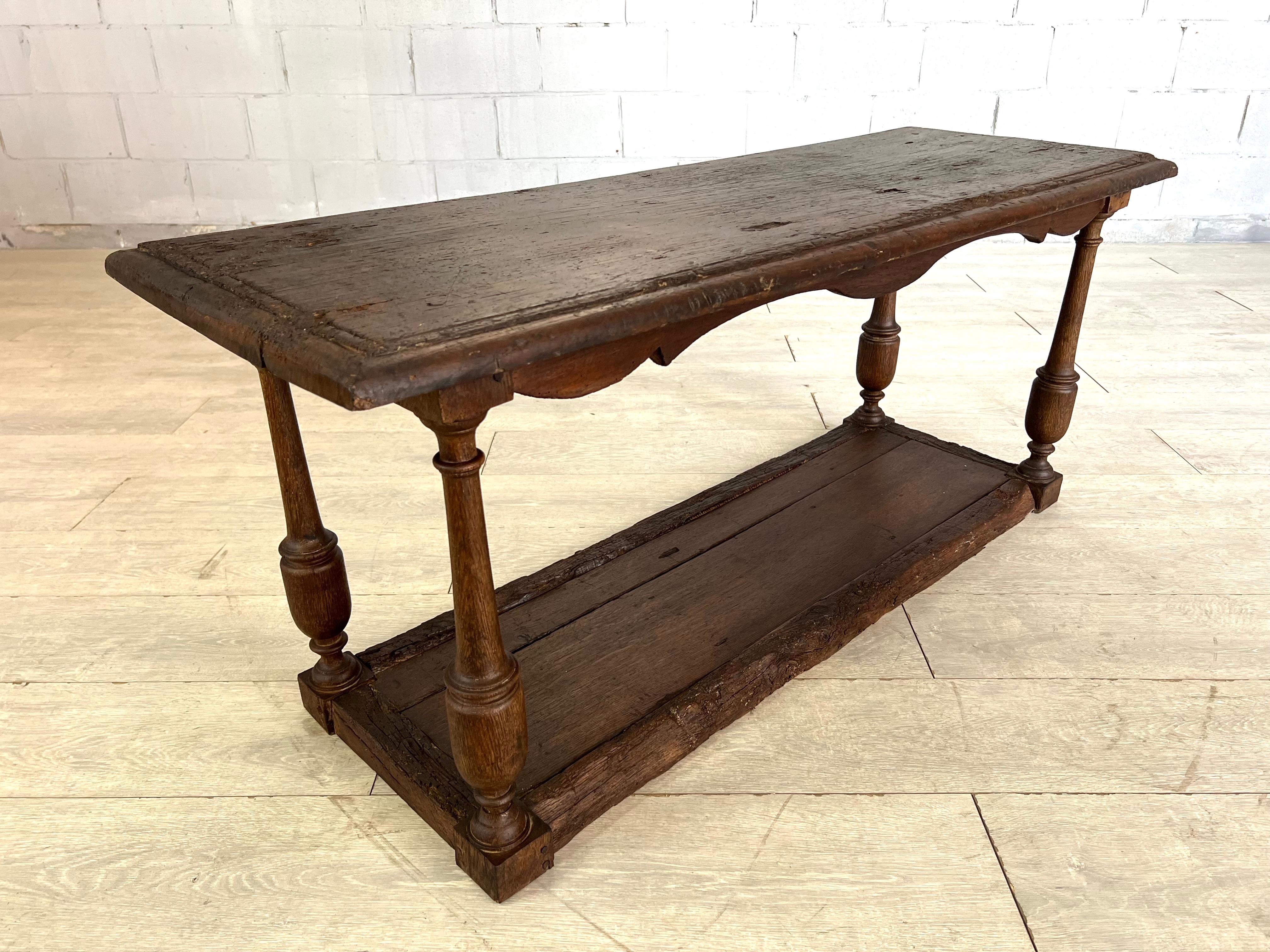 Antique 18c French Farmhouse Two-Tier Console Table 2