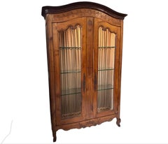 Antique 18C French Provincial Wire Front Armoire Display Cabinet