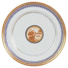 Antique 18th Century Large Plate Qing Chinese Porcelain Chine De Commande Sepia