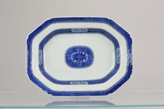 Antique 18th Century Large Serving Plate Jiaqing Qing Chinese Porcelain Blue and