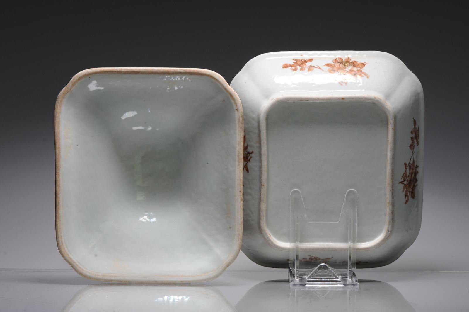 Grande soupière ancienne de 18C en porcelaine chinoise Qing Chine de Commande Sepia en vente 1