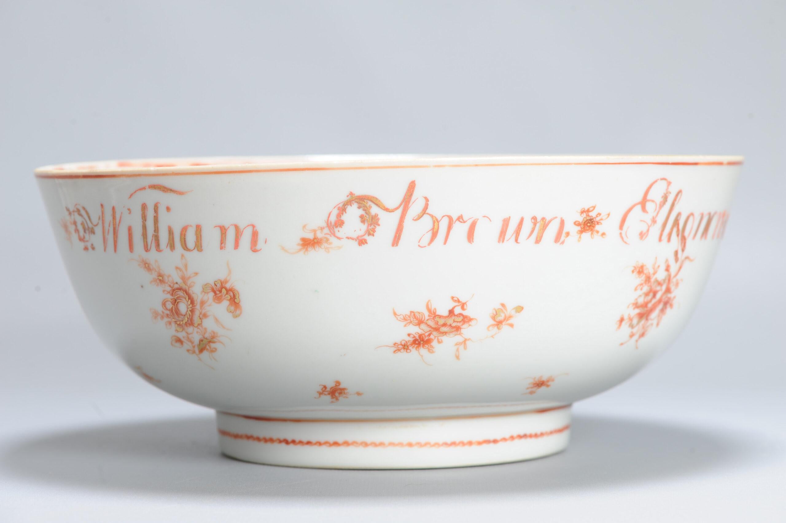 Antike Qianlong Newcastle Wappenschale aus chinesischem Porzellan Rouge de Fer, 18C (Chinesisch) im Angebot