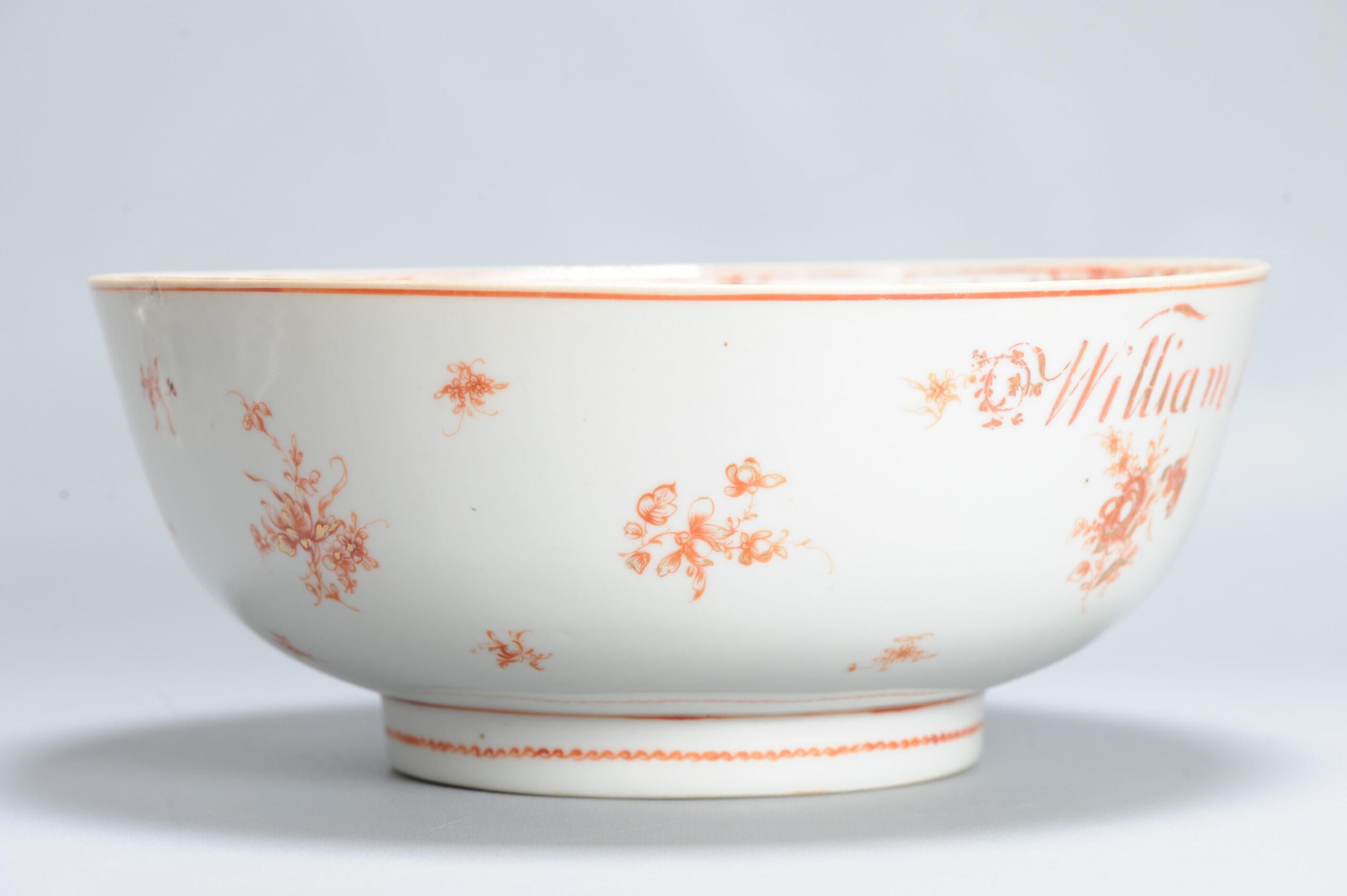 Antike Qianlong Newcastle Wappenschale aus chinesischem Porzellan Rouge de Fer, 18C im Angebot 2