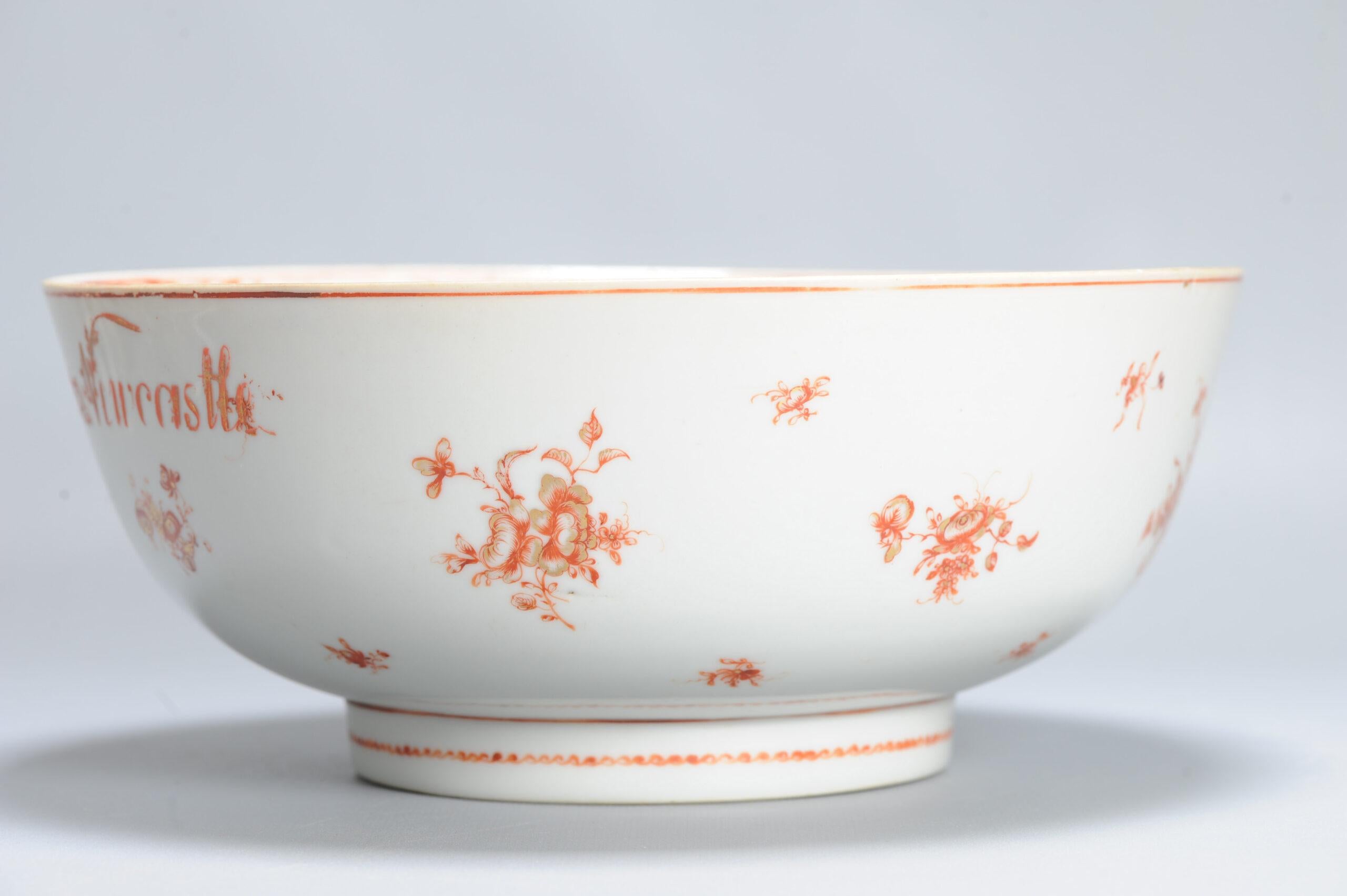 Antike Qianlong Newcastle Wappenschale aus chinesischem Porzellan Rouge de Fer, 18C im Angebot 3