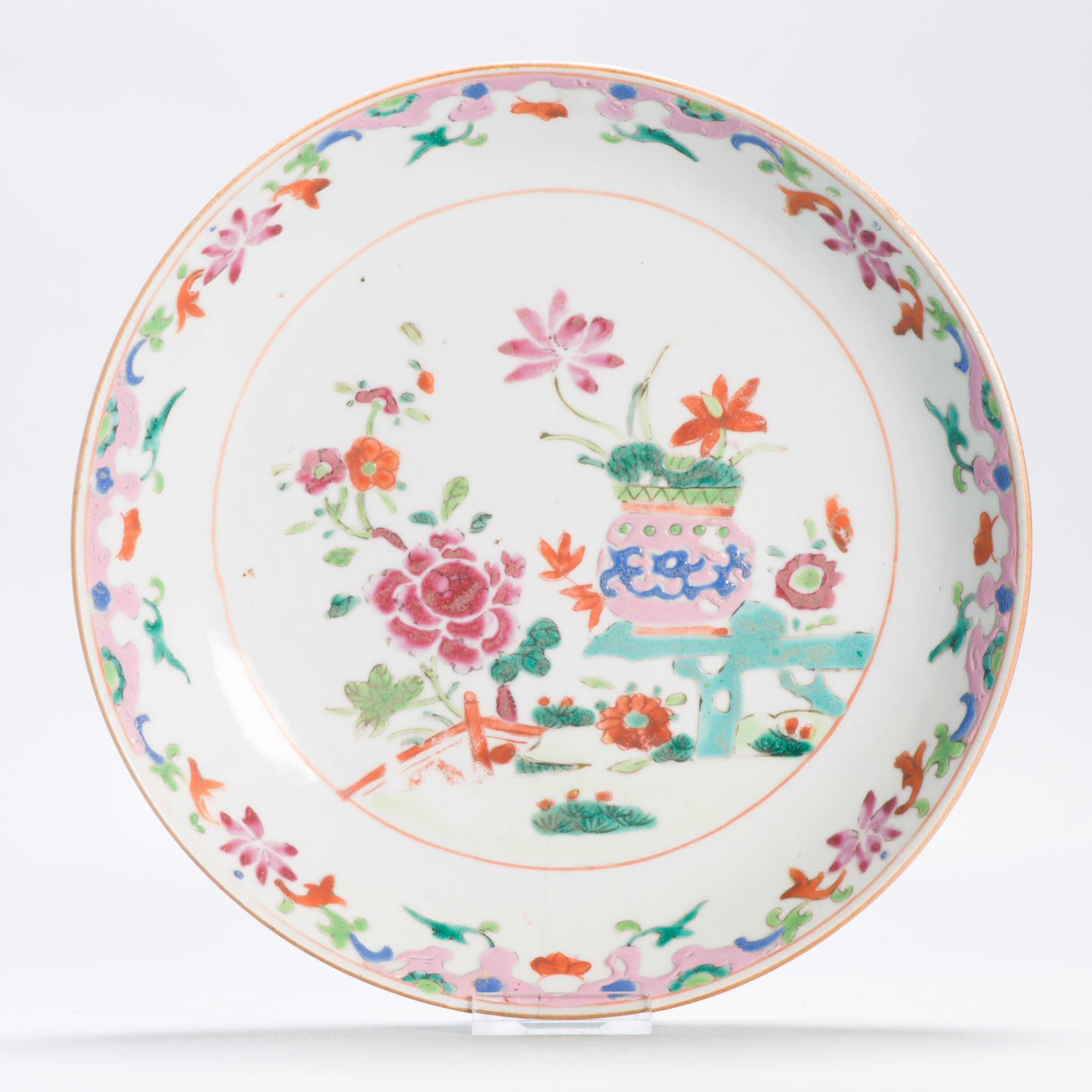 Ancienne assiette rose de la période Qianlong 18C en porcelaine chinoise, Asie de l'Est en vente 6