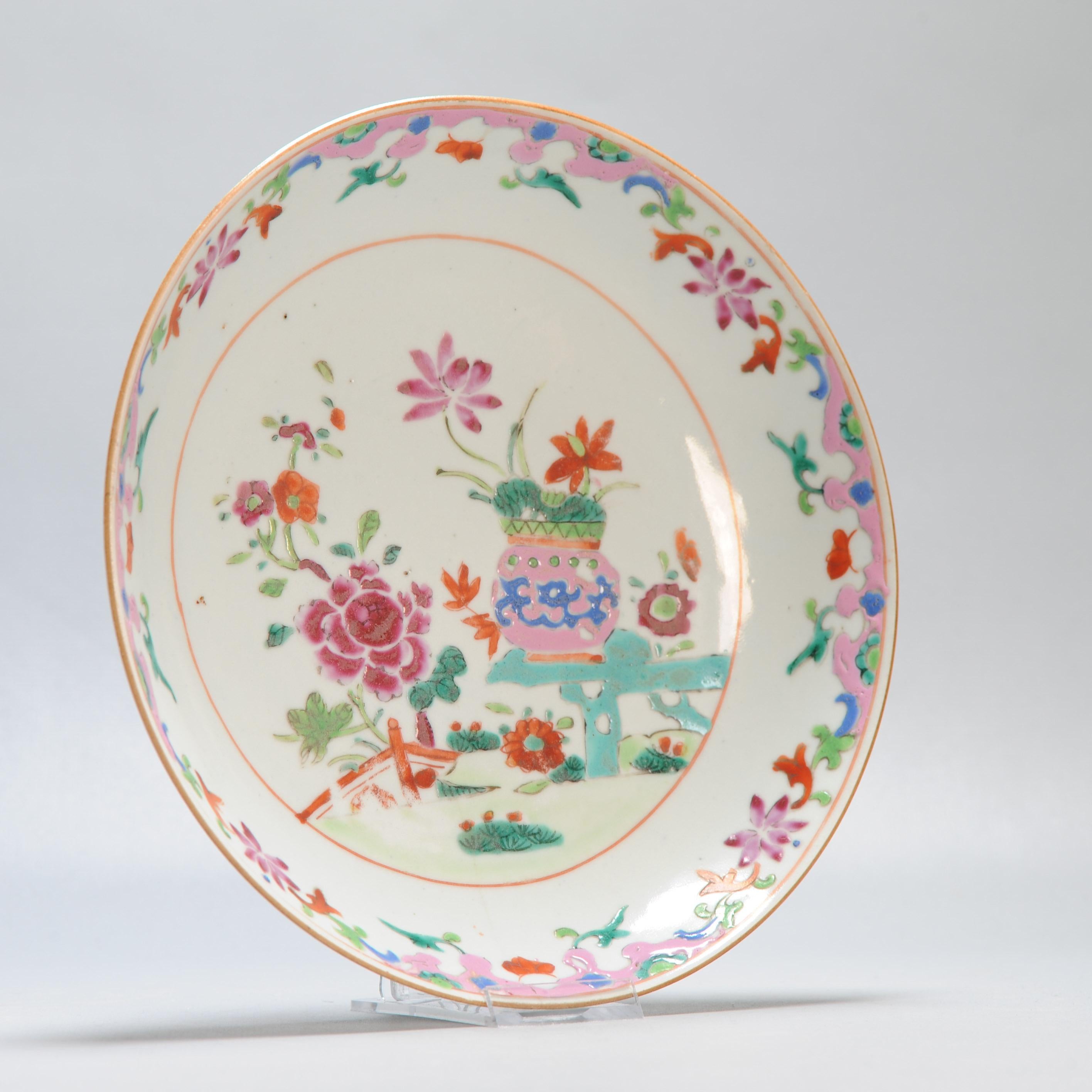 XVIIIe siècle et antérieur Ancienne assiette rose de la période Qianlong 18C en porcelaine chinoise, Asie de l'Est en vente
