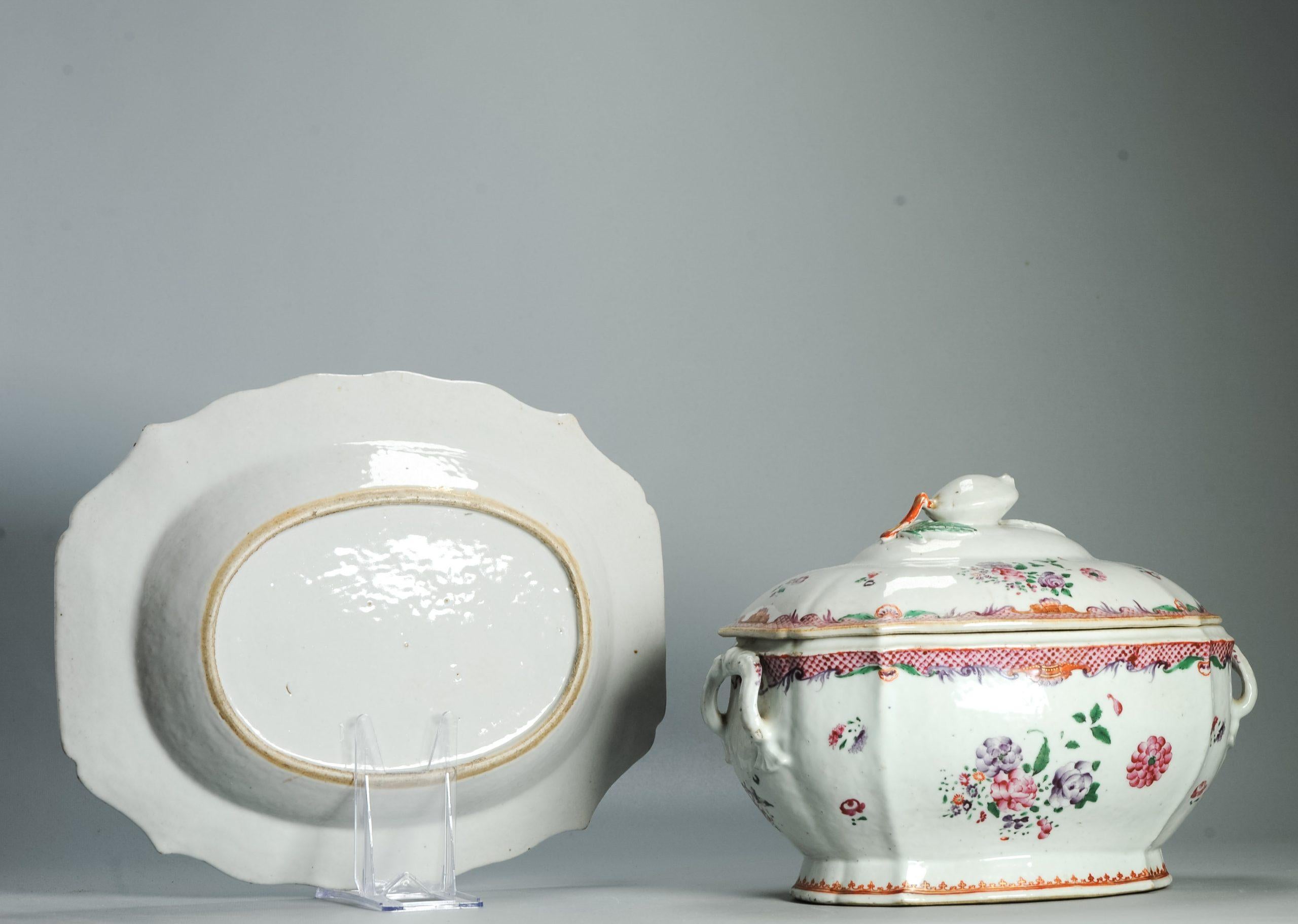 Uureen Antique 18C Qianlong period Chinese Porcelain Tureen with Lid Flower ...