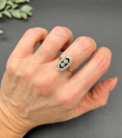 Antique 18ct and Platinum, Edwardian era Sapphire & Diamond Oval Cluster ring