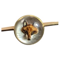 Antique 18ct Essex Crystal Fox Head Brooch