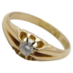 Antique 18ct Gold 0.33Cttw Diamond Solitaire Gypsy Ring Size N 6.75 750 Purity