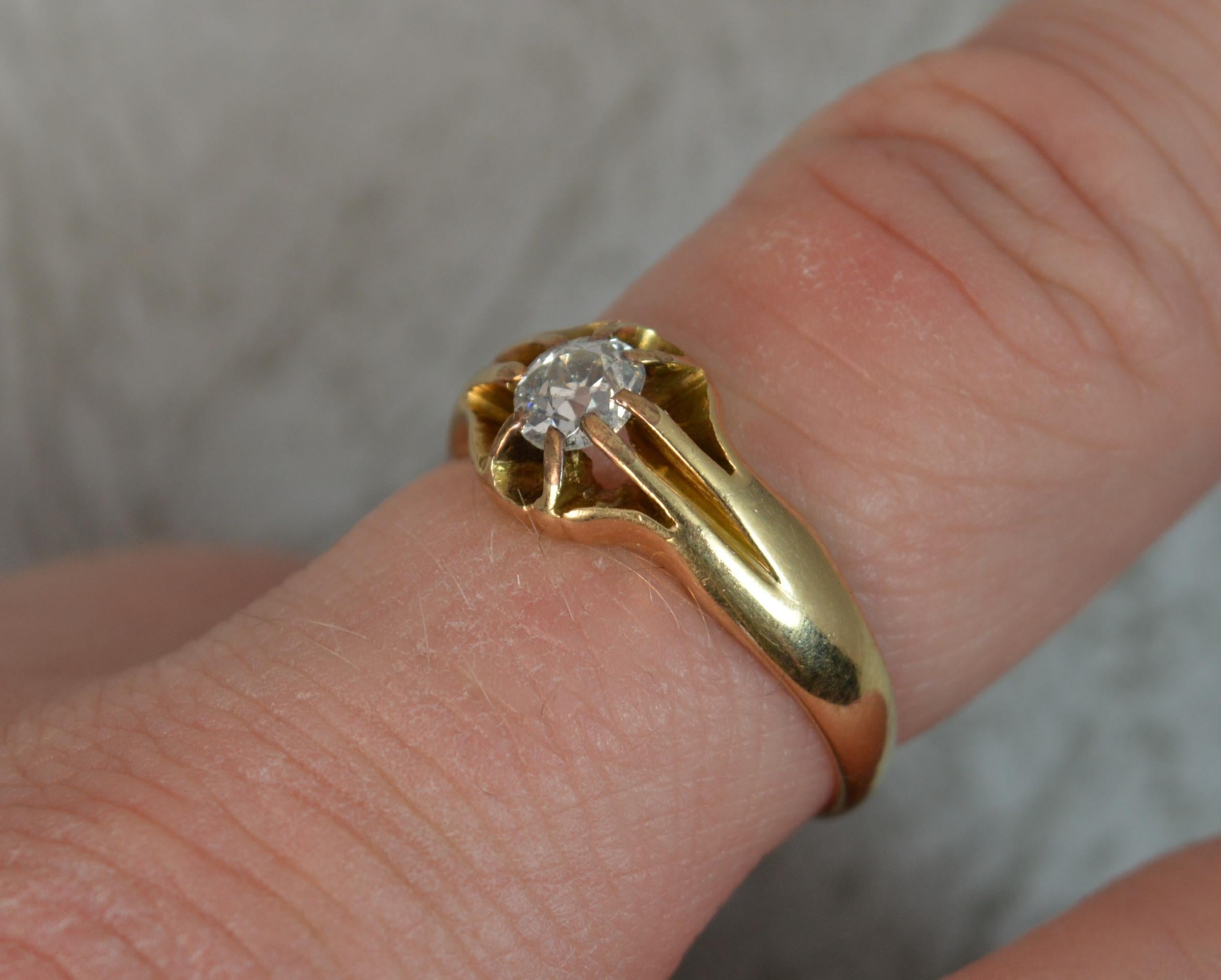 Antique 18 Carat Gold 0.5 Carat Old Cut Diamond Solitaire Gypsy Ring 3