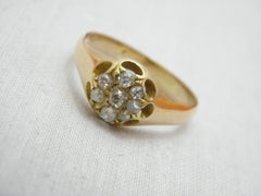 Antique 18ct Gold 1.25Cttw Diamond Cluster Gypsy Ring 750 Purity Size R 8.75