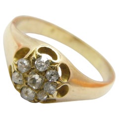 Antique 18ct Gold 1.25Cttw Diamond Cluster Gypsy Ring 750 Purity Size R 8.75