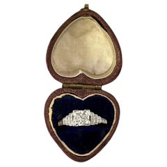 Antique 18ct Gold, 1920s Art Deco Square Set Diamond Engagement Ring