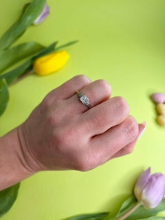 Antique 18ct Gold and Diamond Square Deco Engagement Ring