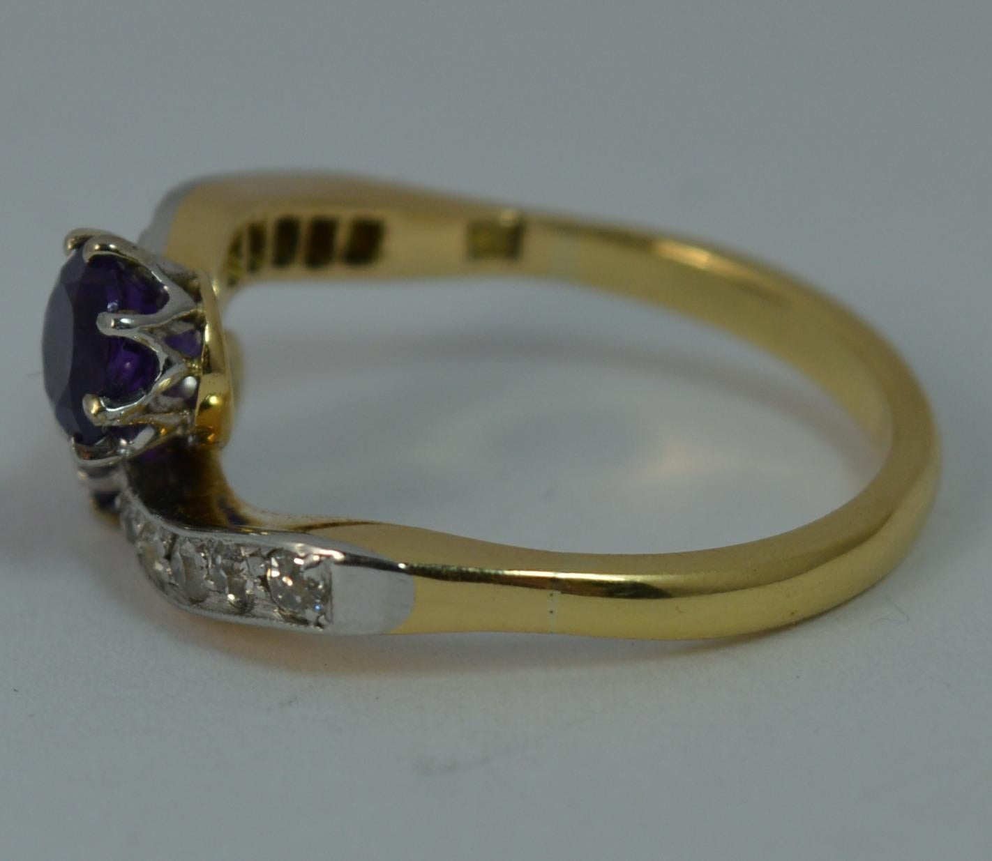 Antique 18 Carat Gold and Platinum Amethyst Toi et Moi Ring with Diamonds 2