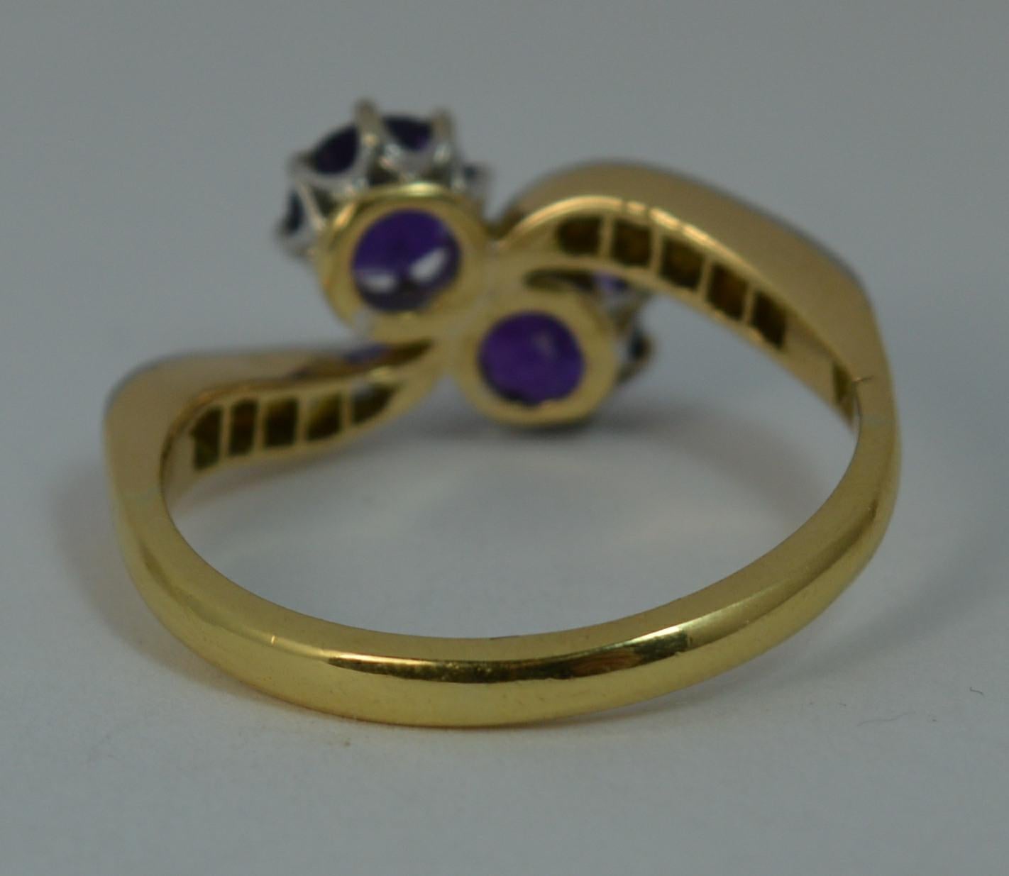 Antique 18 Carat Gold and Platinum Amethyst Toi et Moi Ring with Diamonds 3