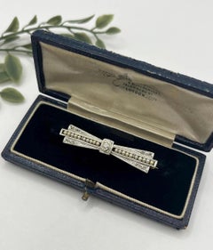 Antique 18ct Gold and Platinum Edwardian Diamond and Pearl Brooch