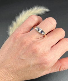Antique 18ct Gold and Platinum, Sapphire & Diamond Five Stone Ring Circa 1920