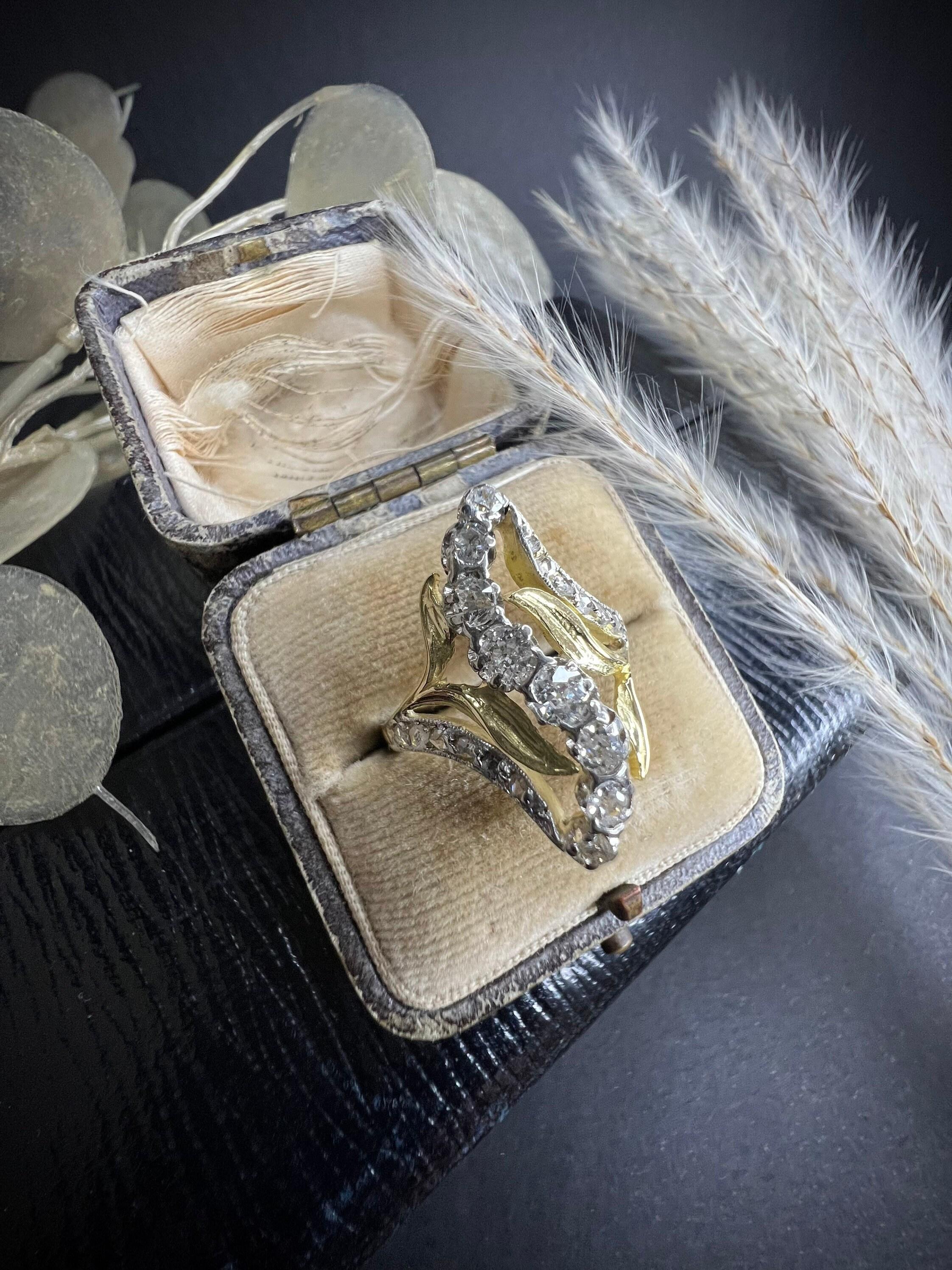 Antique 18ct Gold Art Nouveau Diamond Ring For Sale 5