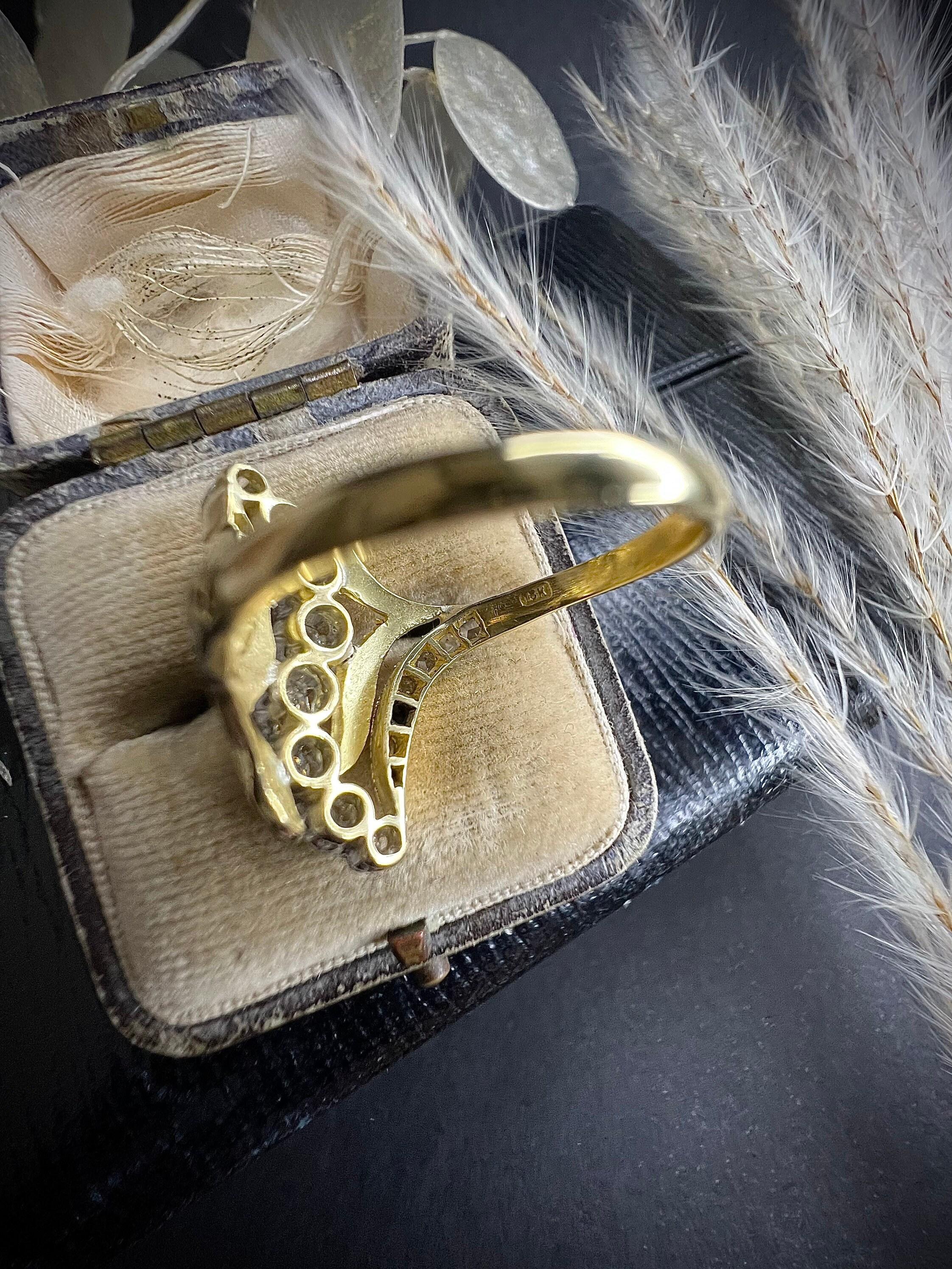 Antique 18ct Gold Art Nouveau Diamond Ring For Sale 4