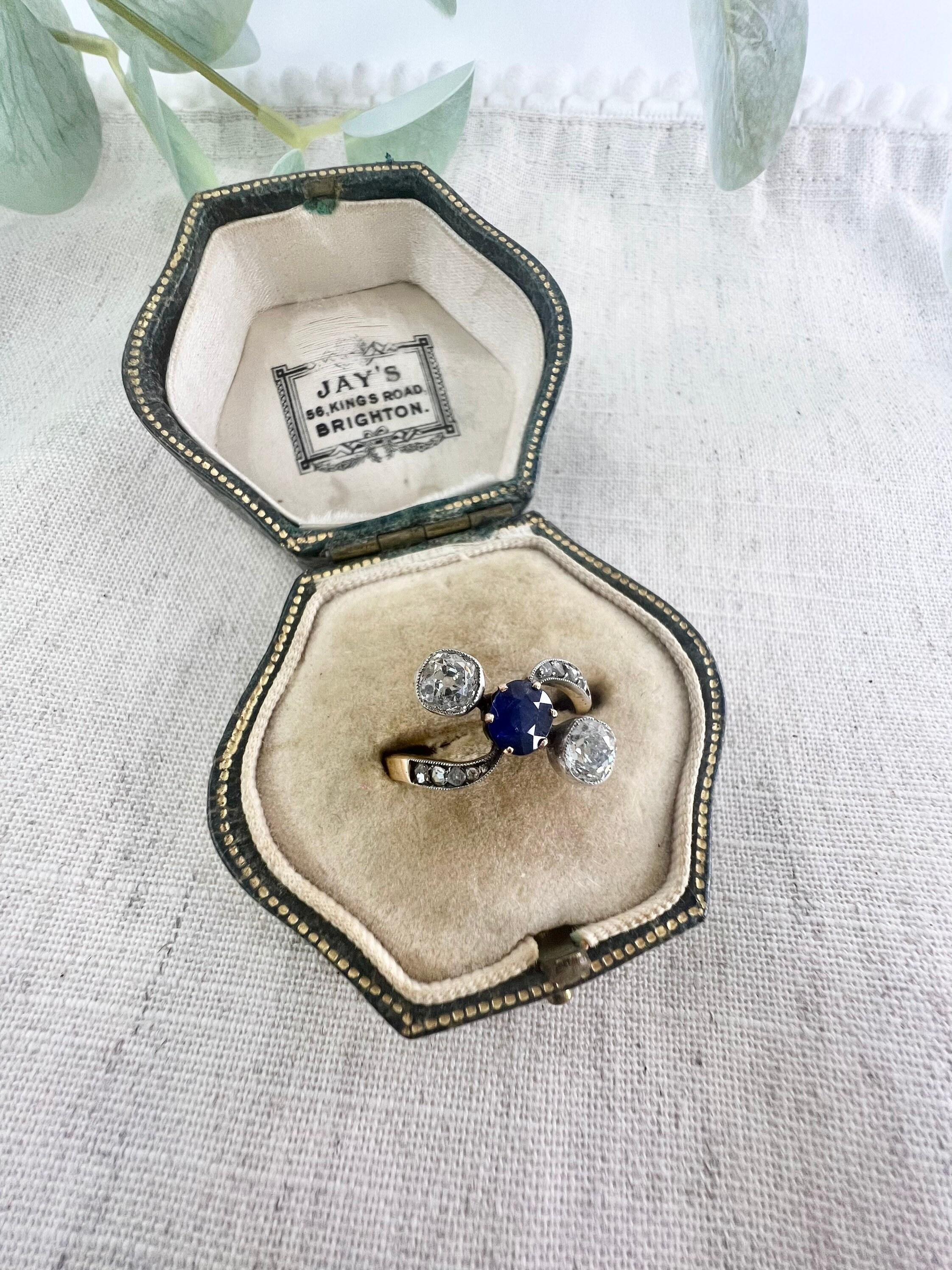 Antique 18ct Gold Belle Époque Sapphire & Diamond Ring For Sale 5