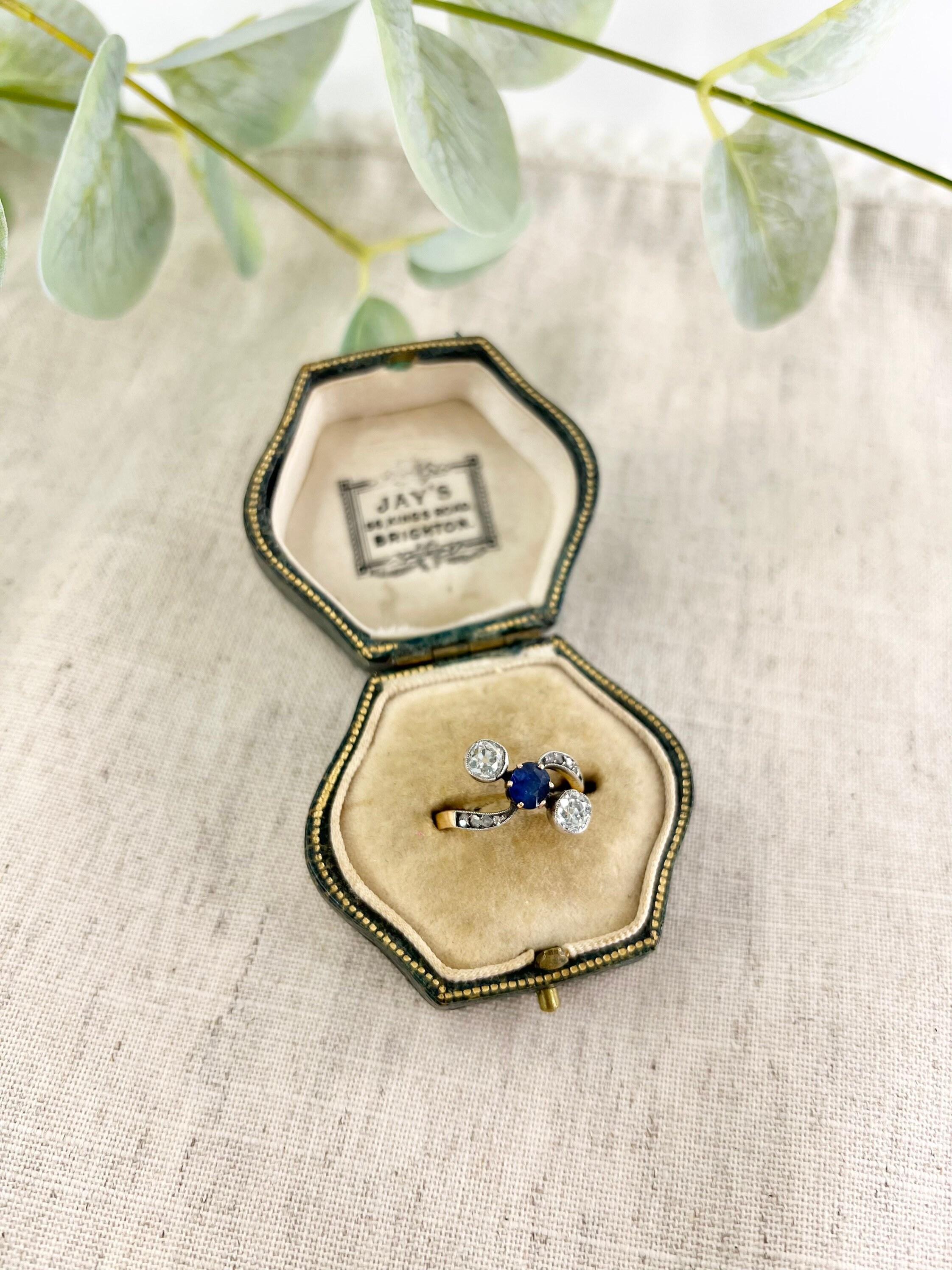 Antique 18ct Gold Belle Époque Sapphire & Diamond Ring For Sale 2