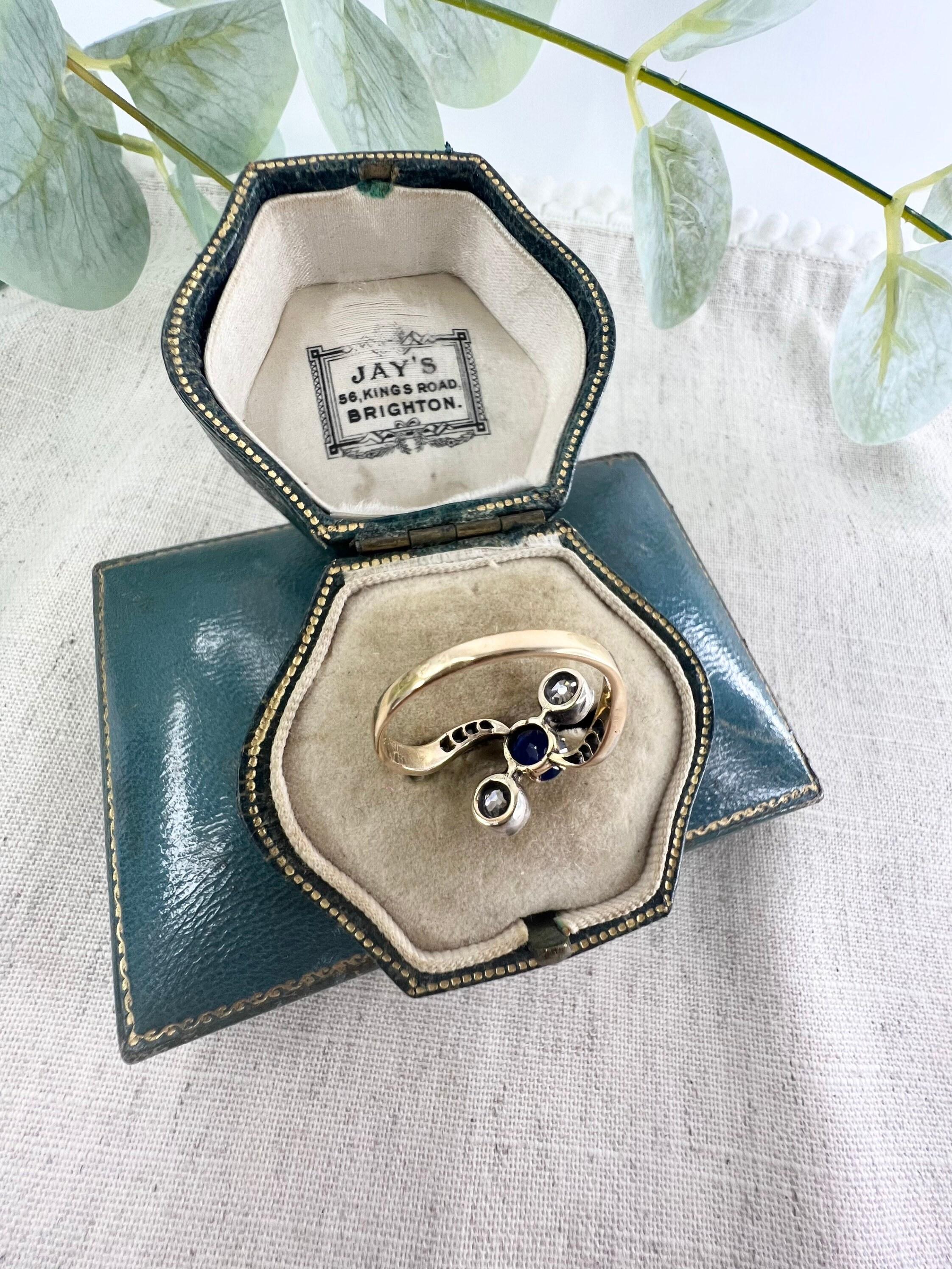 Antique 18ct Gold Belle Époque Sapphire & Diamond Ring For Sale 3