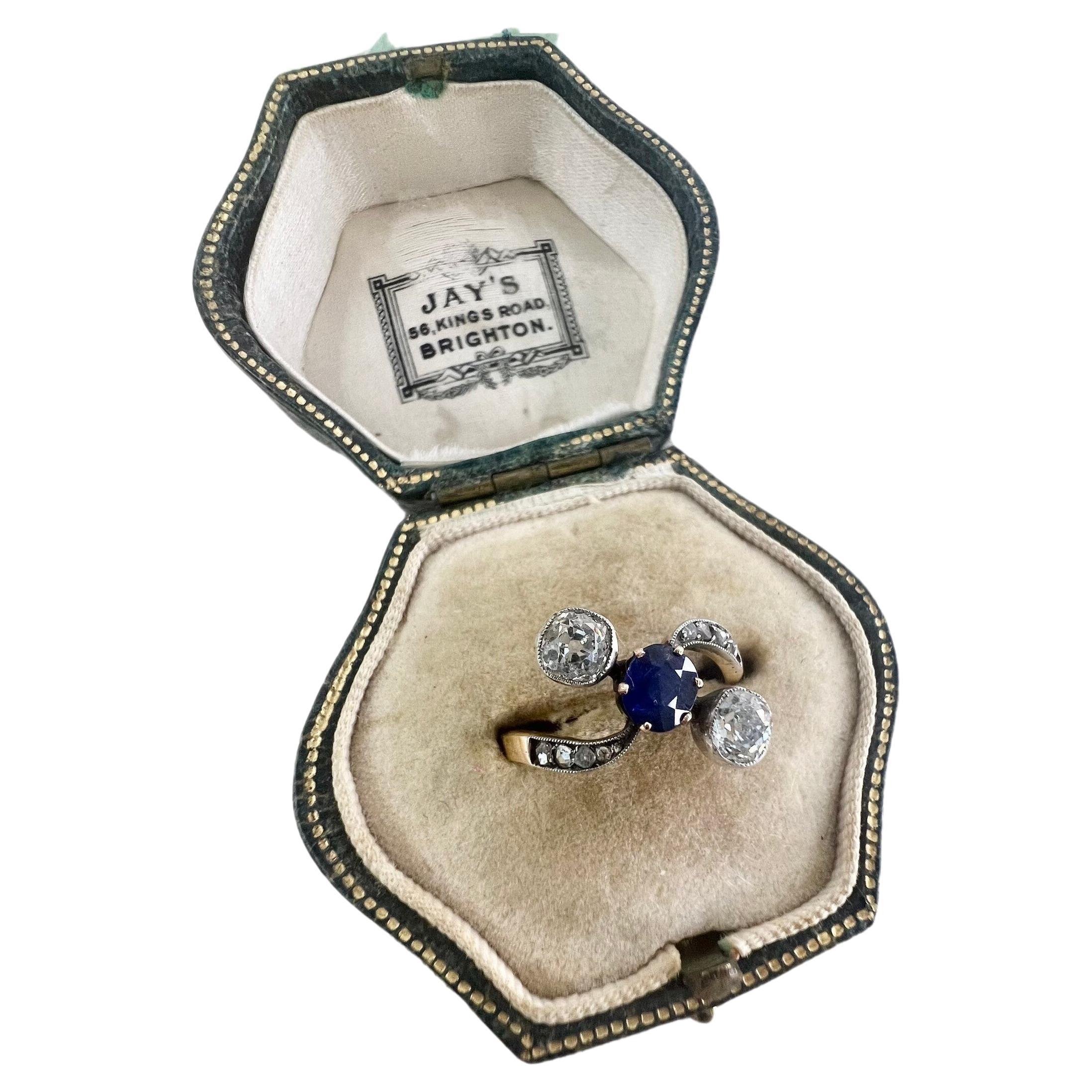 Antiker 18ct Gold Belle Époque Sapphire & Diamant Ring