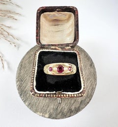 Antique 18ct Gold Birmingham Hallmarked, Edwardian 5 Stone Ruby & Pearl Ring