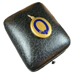 Antike 18ct Gold & Blau Emaille viktorianischen Gürtelschnalle Medaillon