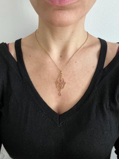 Antique 18ct Gold Carved Ruby Pendant and 14ct Gold Chain , Circa 1920