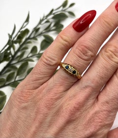 Antiker 18ct Gold, Chester 1912 Punze, Saphir & Diamant Fünf Stein Ring