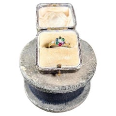 Antique 18ct Gold Diamond Emerald Amethyst Ruby Sapphire Tourmaline Dearest Ring