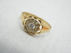 Ancienne bague gitane en or 18 carats avec halo de diamants et grappe de taille N 6,75 750, pureté coffret