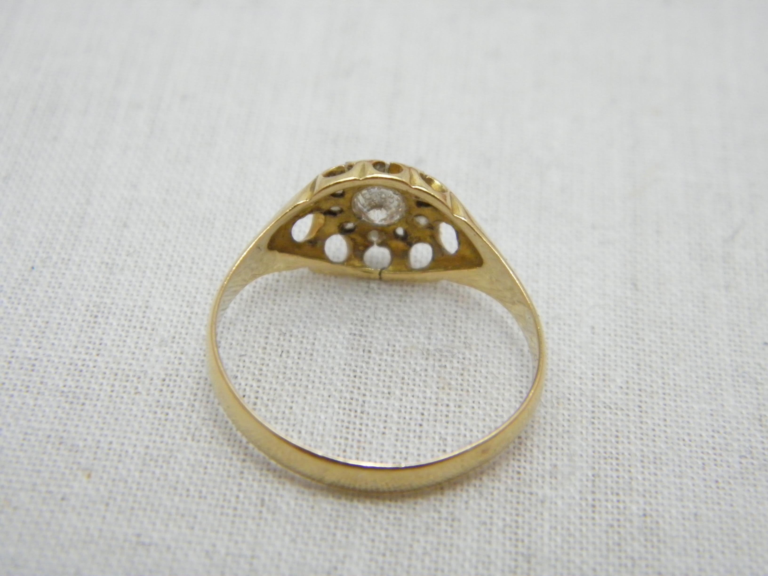 Antique 18ct Gold Diamond Halo Cluster Gypsy Ring Size N 6.75 750 Purity Chester For Sale 1