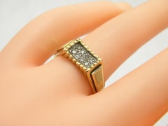 Antique 18ct Gold Diamond Heavy Signet Ring Size N 6.75 750 Purity c1920 5g